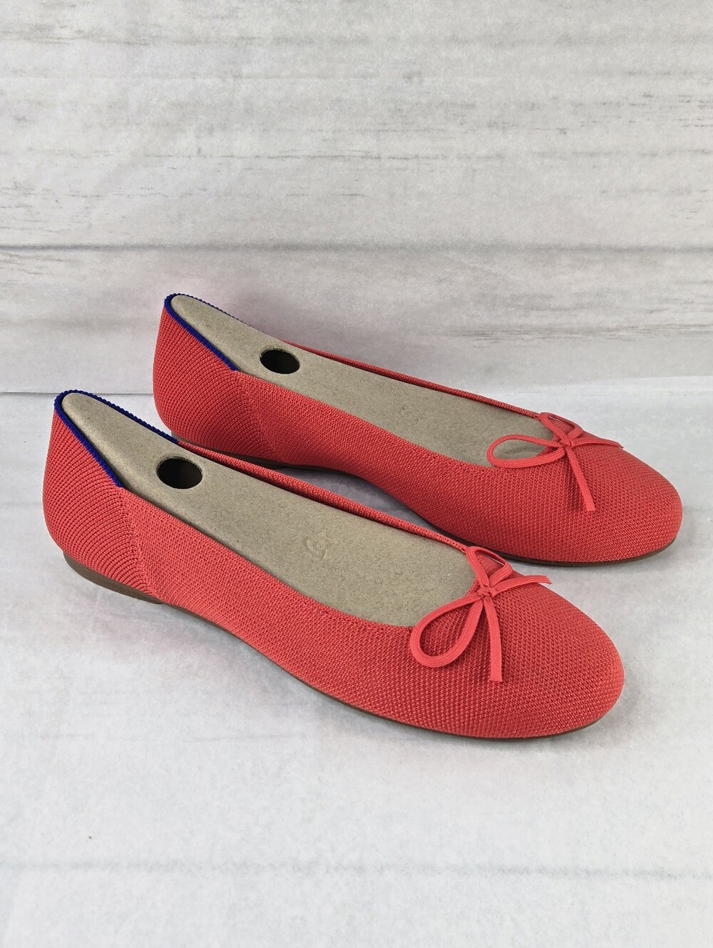 Rothy's Ballet Flats Bow Accent Round Toe Glamour Red Women's 8.5 Casual Chic